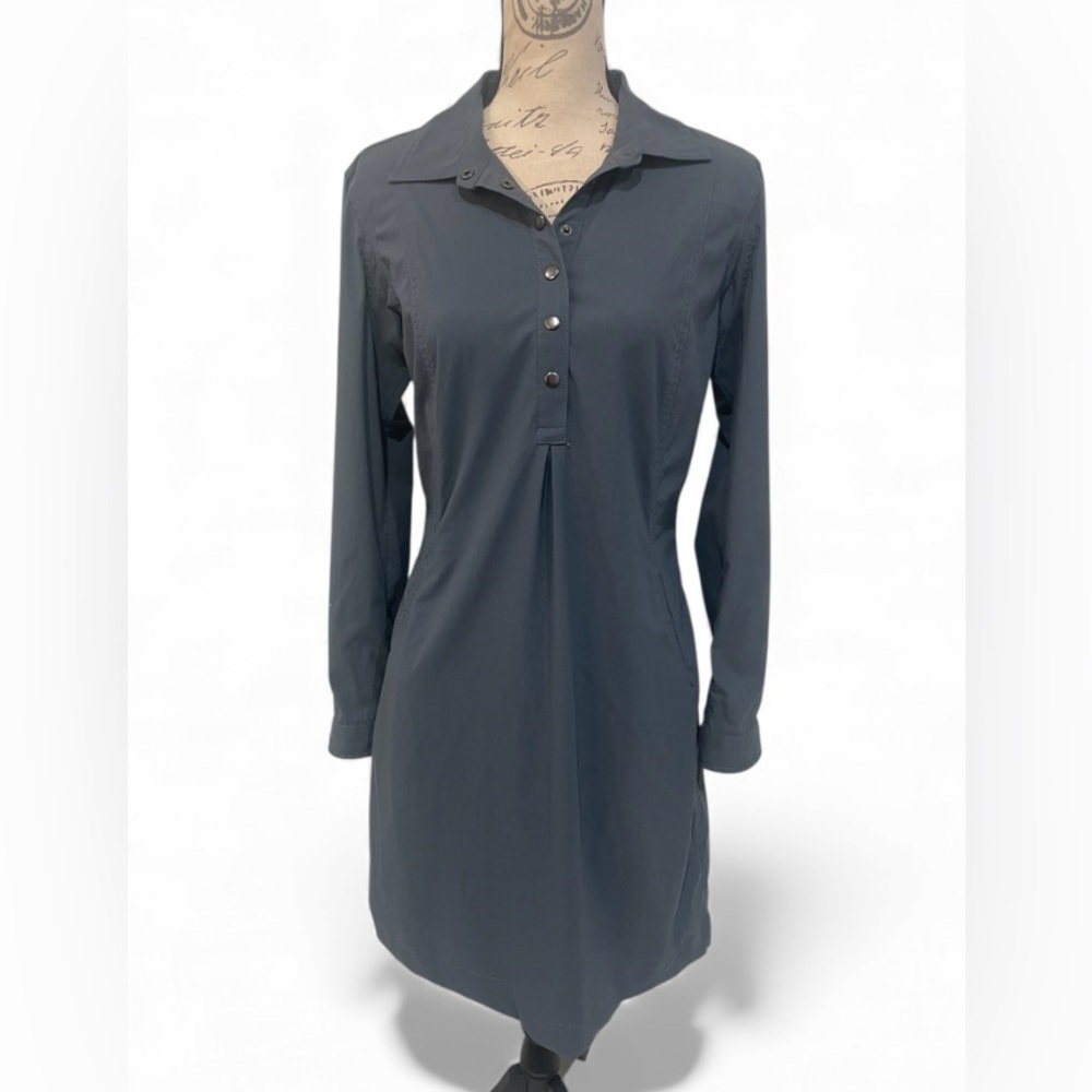 Duluth Trading Co. Performance Shirt Dress Gray Above Knee Size Small
